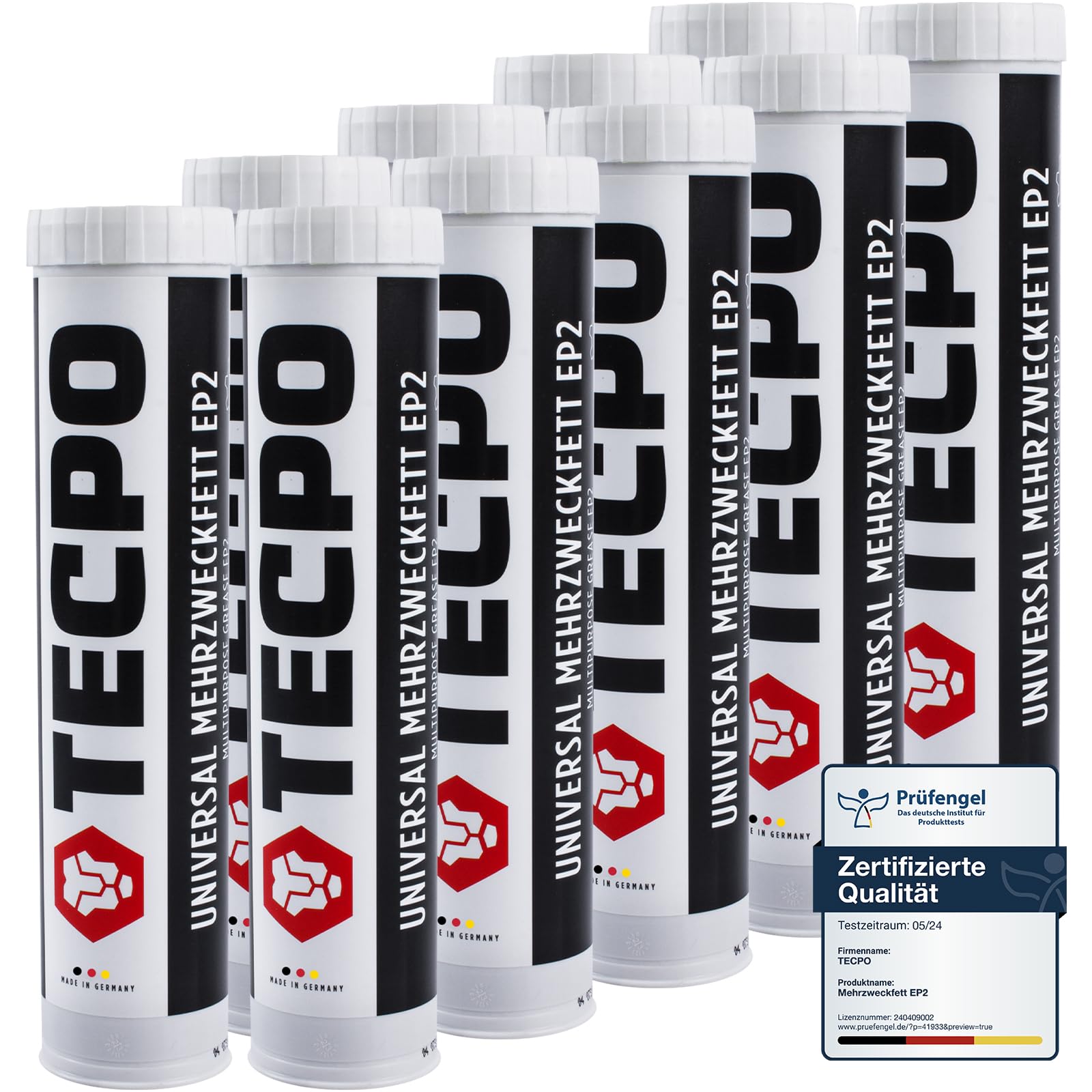 TECPO Grasso universale multiuso EP2 400 g, cartuccia di grasso al litio, grasso universale, lubrificazione auto, impermeabile, grasso al litio KP2K-30 (10 x 400 g)
