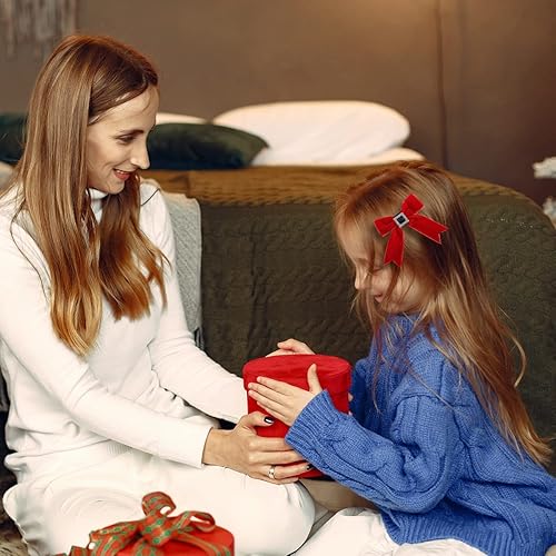 Miniatura 8 de Pinzas para el cabello rojas para el día de San Valentín lazos para el cabello de grogrén con purpurina con diamantes de imitación accesorios para