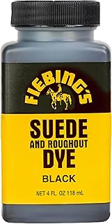 Fiebing's Black Suede Dye (4 oz) - Recolor, Brighten & Restore Suede & Roughout Leather Shoes, Furniture, Purse - Includes Wool Dauber for Easy Application - Flexible When Dry, Won't Crack or Peel