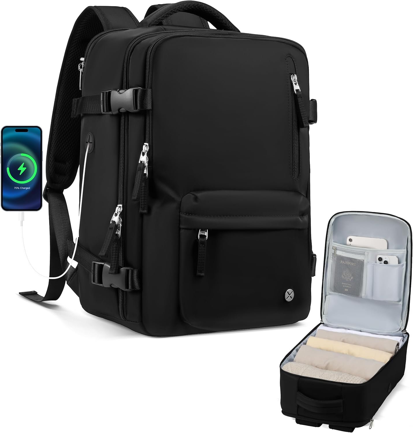 Luggex Cabin Bags 40x20x25 Underseat for Ryanair, Cabin Bag with Multiple Pockets, Lightweight Backpack for Travel (25L, Black) Luggex Cabin Bags 40x20x25 Underseat for Ryanair, Cabin Bag with Multiple Pockets, Lightweight Backpack for Travel (25L, Black)