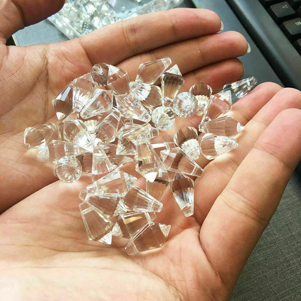 GANE-SHLIGHTS GL Crystal Chandelier Parts Prisms Pendants Balls Suncatchers Garland Glass Beads Split Rings (SmallPencil, Clear) -10 Pcs-picture-20