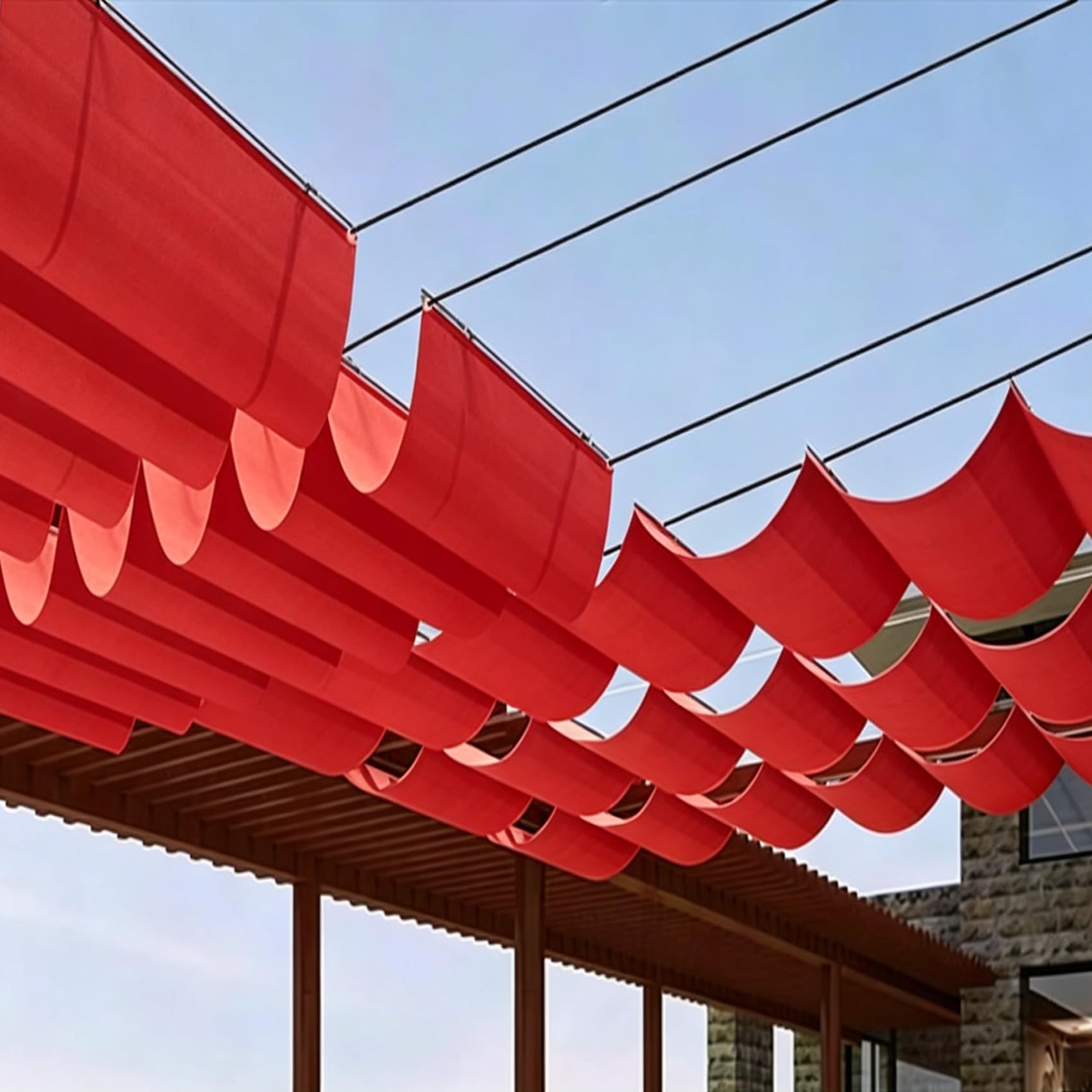 Voile d'ombrage résistant à la pluie 360 x 450 bâche rouge anti-UV