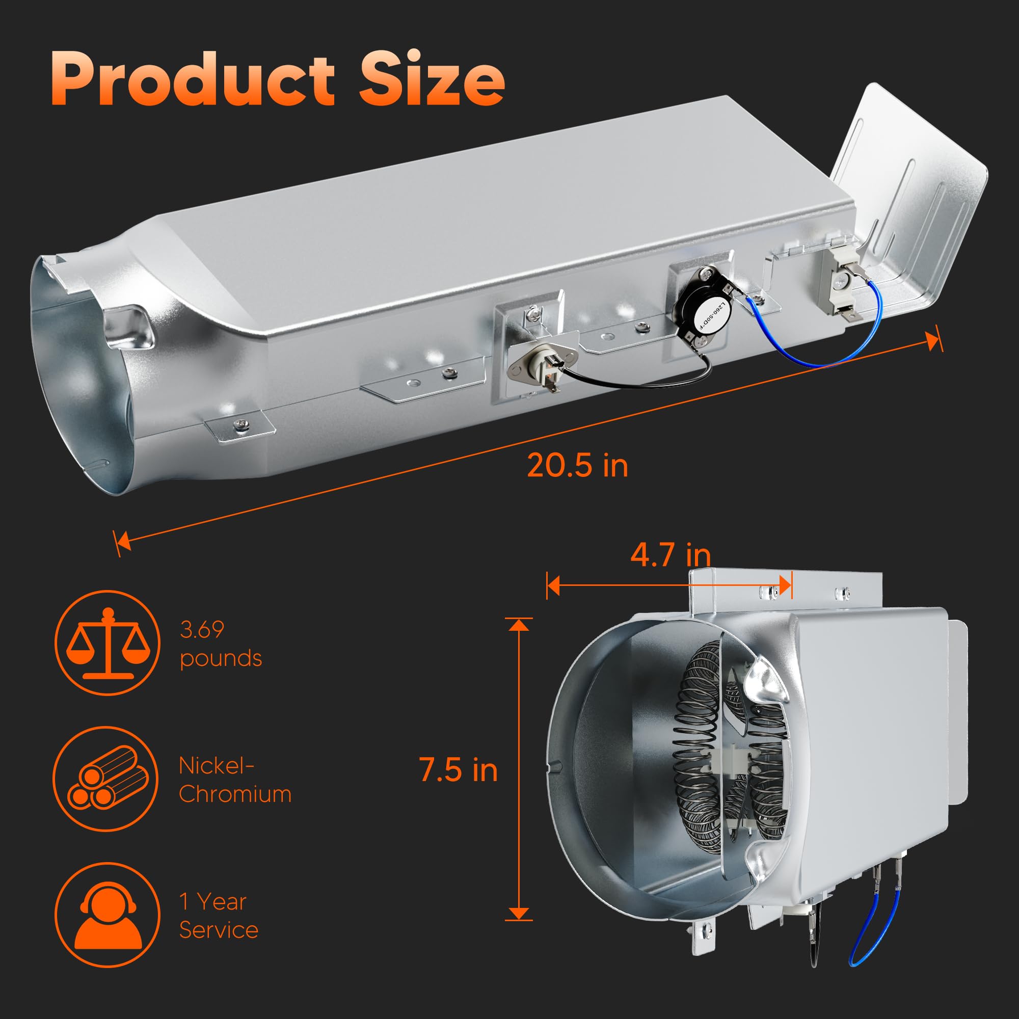 【Ulepszenie】 Element grzewczy do suszarki DC97-14486A do Samsunga DV45H7000EW/A2 DVE50R5200W/A3 DVE50R5400V/A3 DVE50M7450W/A3 DV40J3000EW/A2 DV42H5200W/A2 00 EP/ A3 DVD. 42H5200EW/A3 DV48H7400EW/A2