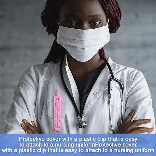 Miniatura 64 de Calibrador de electrocardiograma, herramienta de medición con regla, divisor de dibujo para enfermería (azul, rosa, 2 piezas) Azul, rosado,Negro