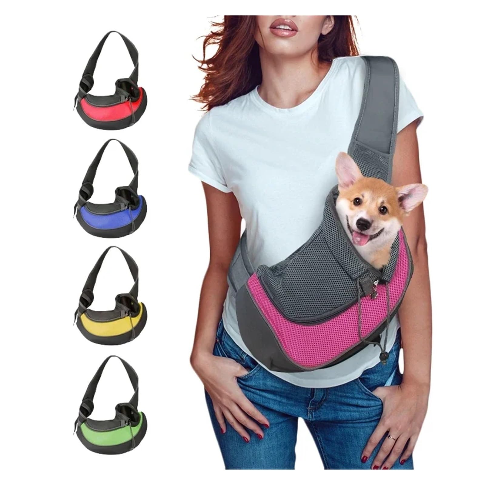 Borsa da Viaggio per Cani Trasportino Pet Puppy Carrier S/L Borsa a Tracolla for Cani da Viaggio all'aperto Borsa a Tracolla in Rete Oxford Singola Comfort(Yellow,L)