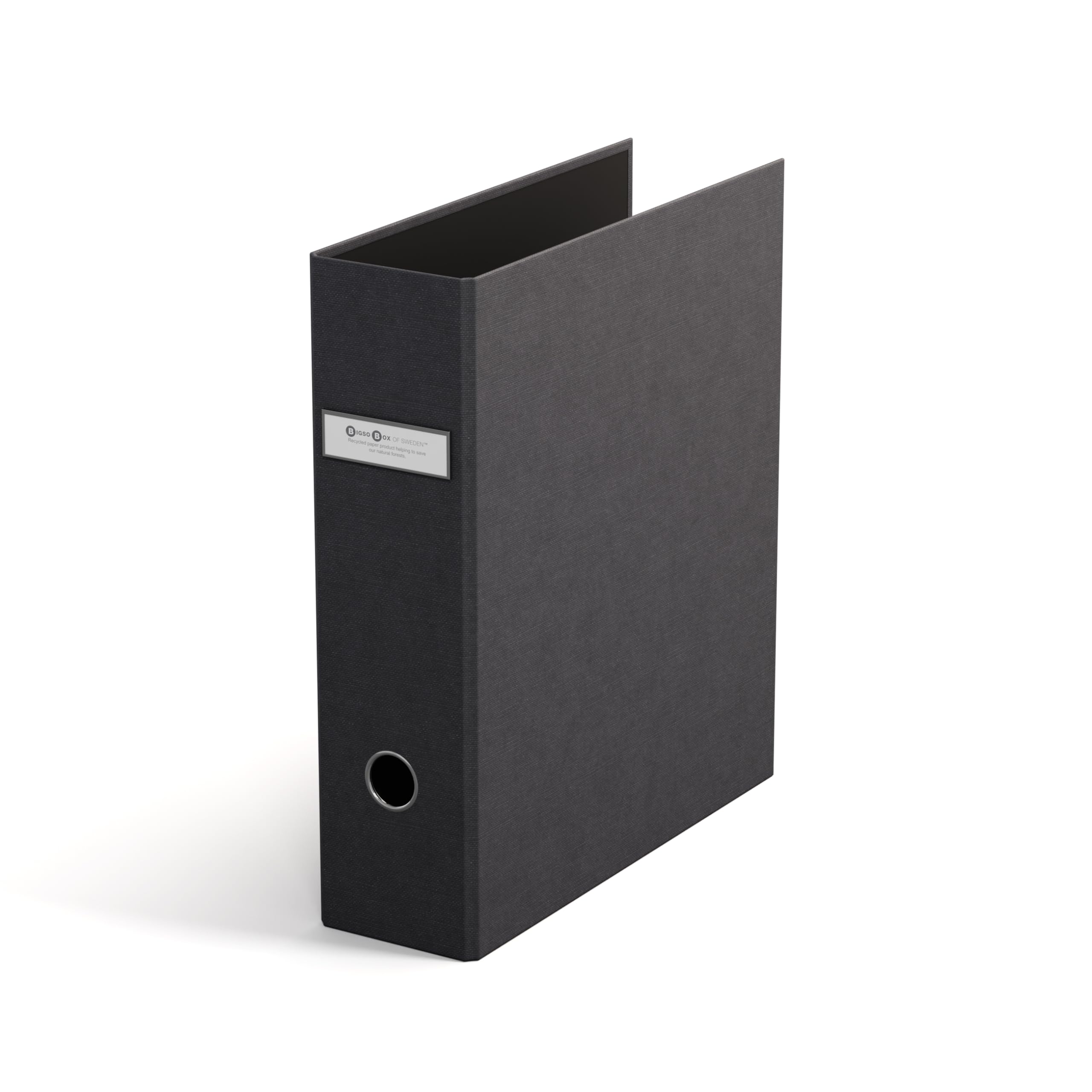 Bigso Box of Sweden Archie Folder with 2 Rings and Lever Mechanism - Ring Binder Made of Fibreboard and Paper with Linen Look - A4 Ring Binder for Filing Loose Paper - Black