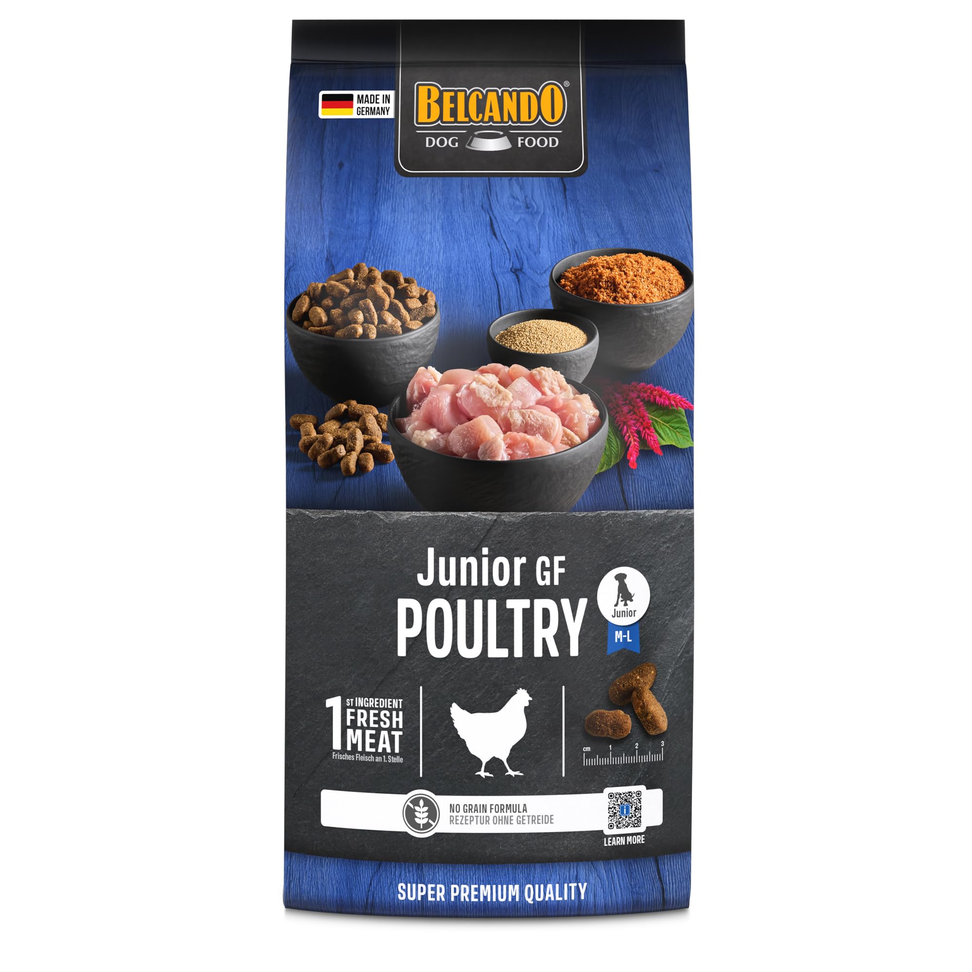 BELCANDO Junior GF Poultry [1 kg] getreidefreies Hundefutter | Trockenfutter ohne Getreide für Junge Hunde | Alleinfuttermittel für Hunde ab 4 Monaten