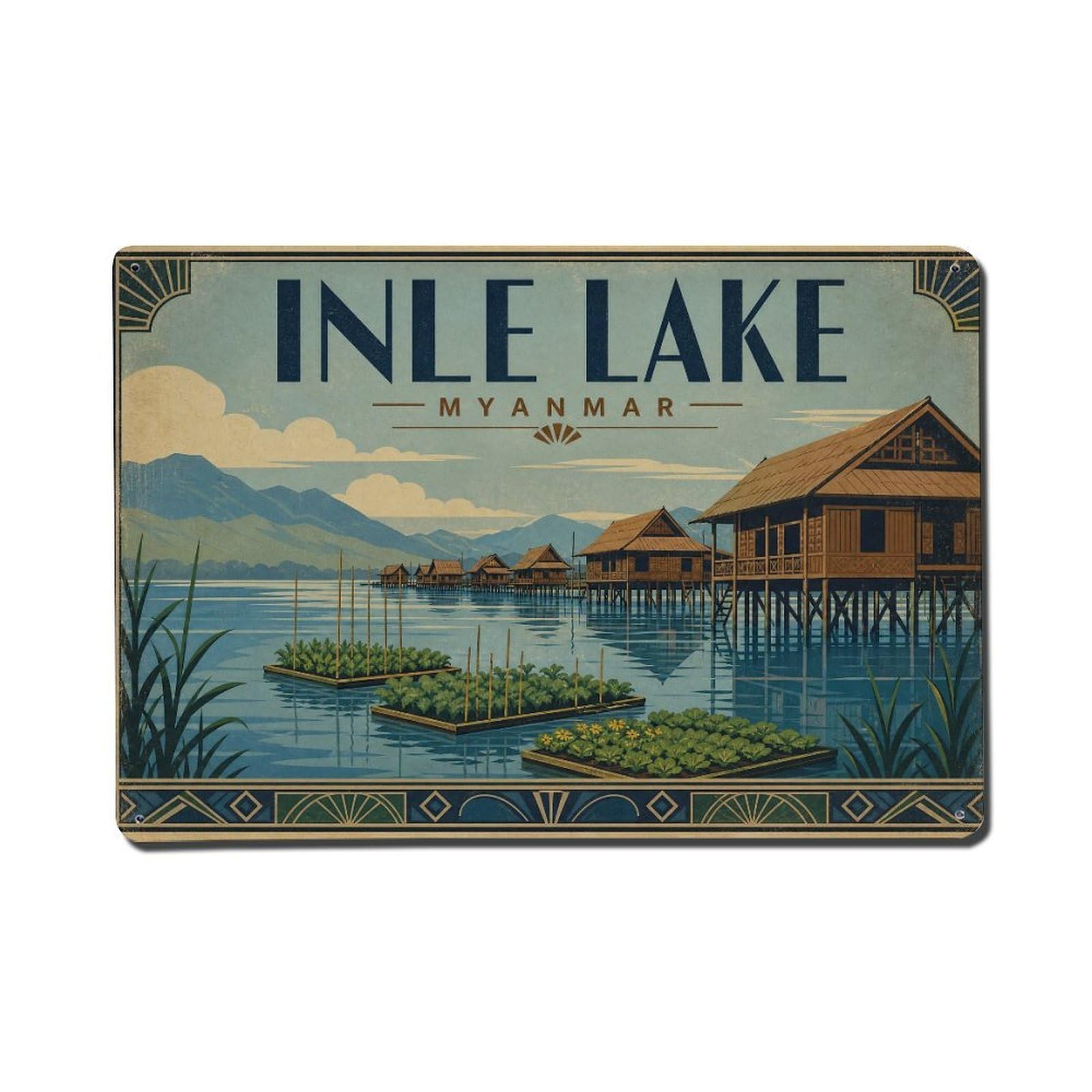 Metal Tin Sign Travel Vintage Myanmar Inle Lake