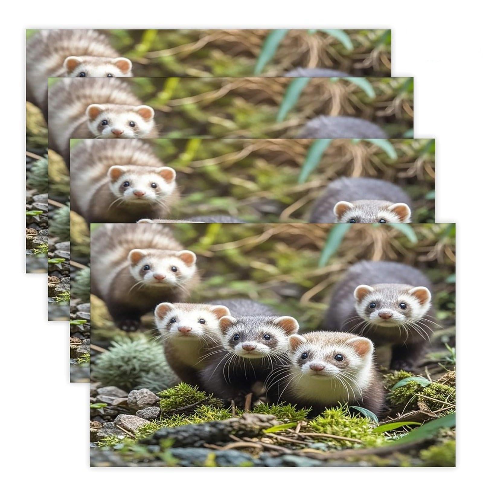 Ferrets Placemats Flax Place Mats for Dining Table Rectangle Non-Slip Table Mats Heat Resistant Washable Placemat for Kitchen Home Decor Party Outdoor 12" X 18"