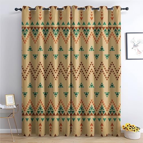 Miniatura 9 de Cortinas étnicas para dormitorio, sala de estar, diseño de plantas de pájaros, cortinas opacas de 63 pulgadas de largo, juego de 2 paneles de