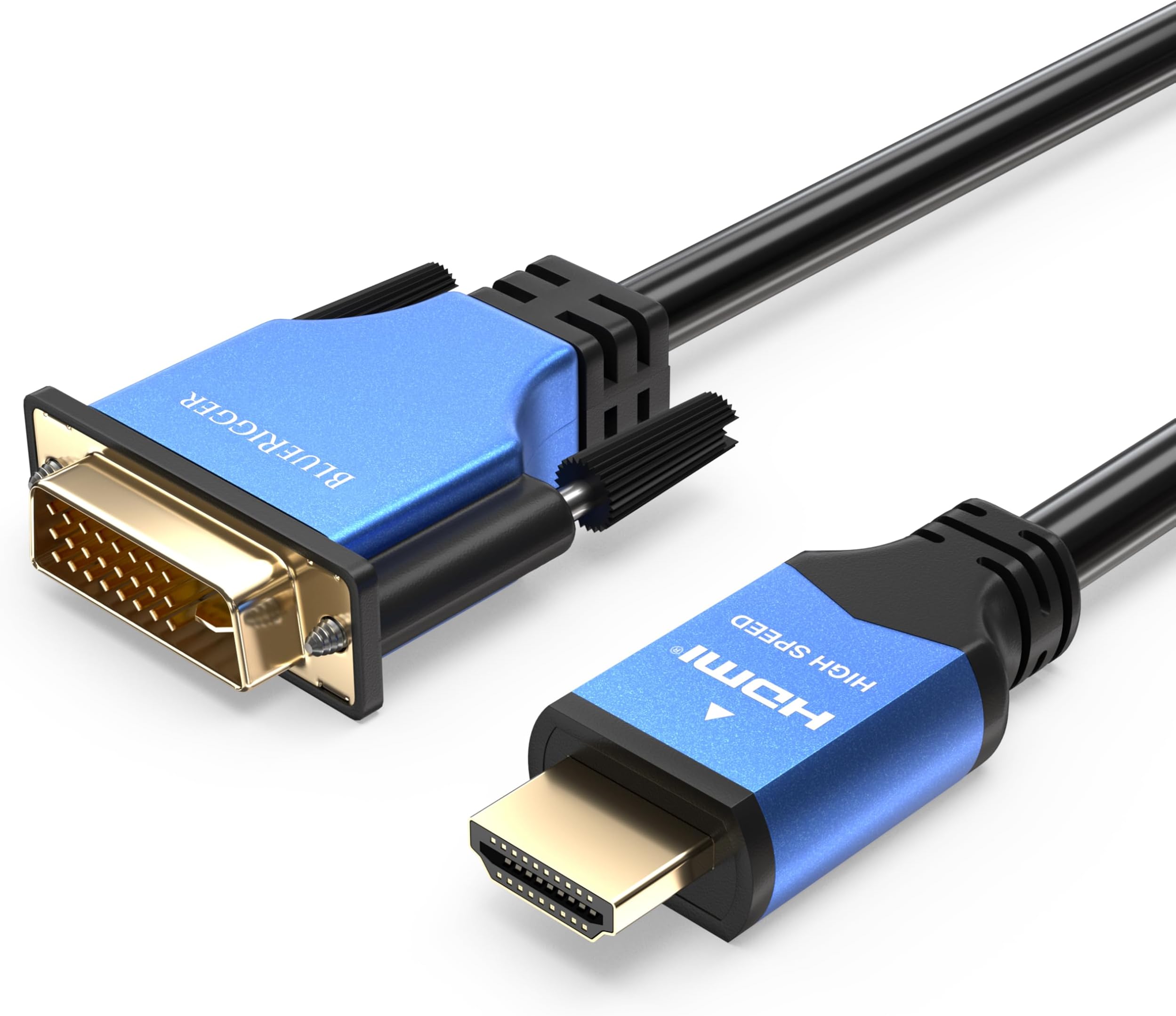 BlueRigger HDMI to DVI Cable (3FT, High-Speed, Bi-Directional Adapter Male to Male, DVI-D 24+1, 1080p, Aluminum Shell) - Compatible with Raspberry Pi, Roku, Xbox One, PS5/PS4, Graphics Card