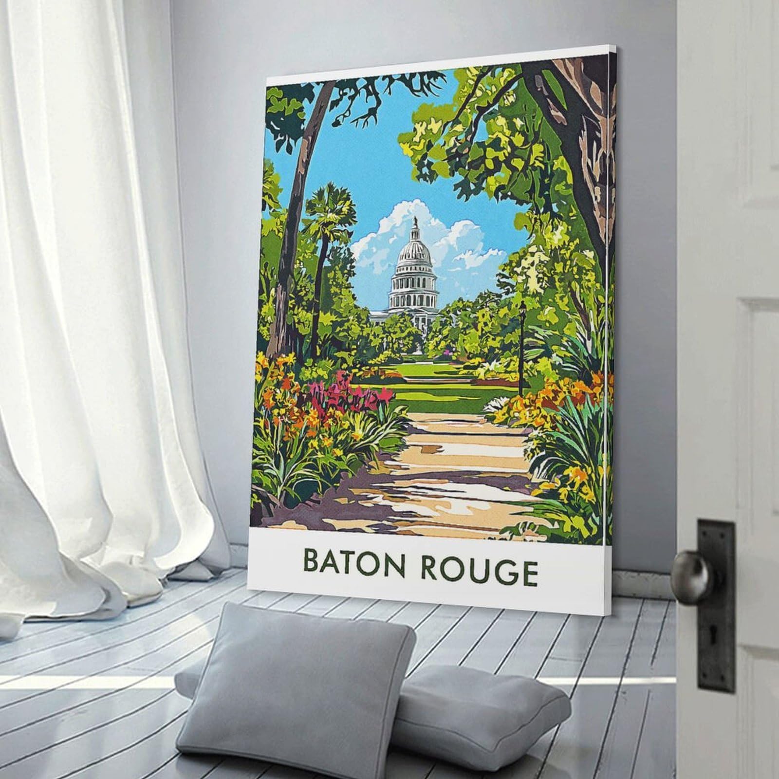 Junmoney Baton Rouge Capitol View Home Decor Wall Art, 20x30inch(50x75cm), for New Homes, Bedrooms Or Workspaces, Gift Idea for Housewarming And Birthdays
