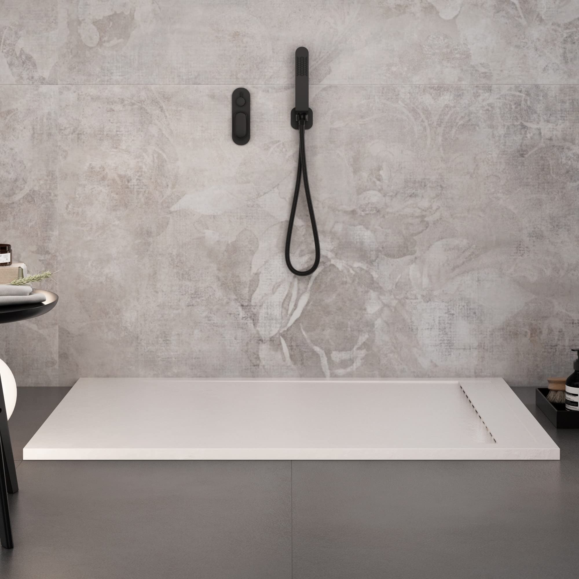 Piatto doccia bianco con scarico laterale griglia inox e piletta STAR PRESTIGE - 80x160
