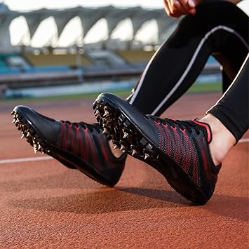 AIRFUL Professional Spikes Track Shoes Breathable Track Spikes Distance Running Shoes For Mens Womens Boys Girls Training Competition Dedicated Long Jump Athletics Shoes (Color : Black, Size : 3 UK)