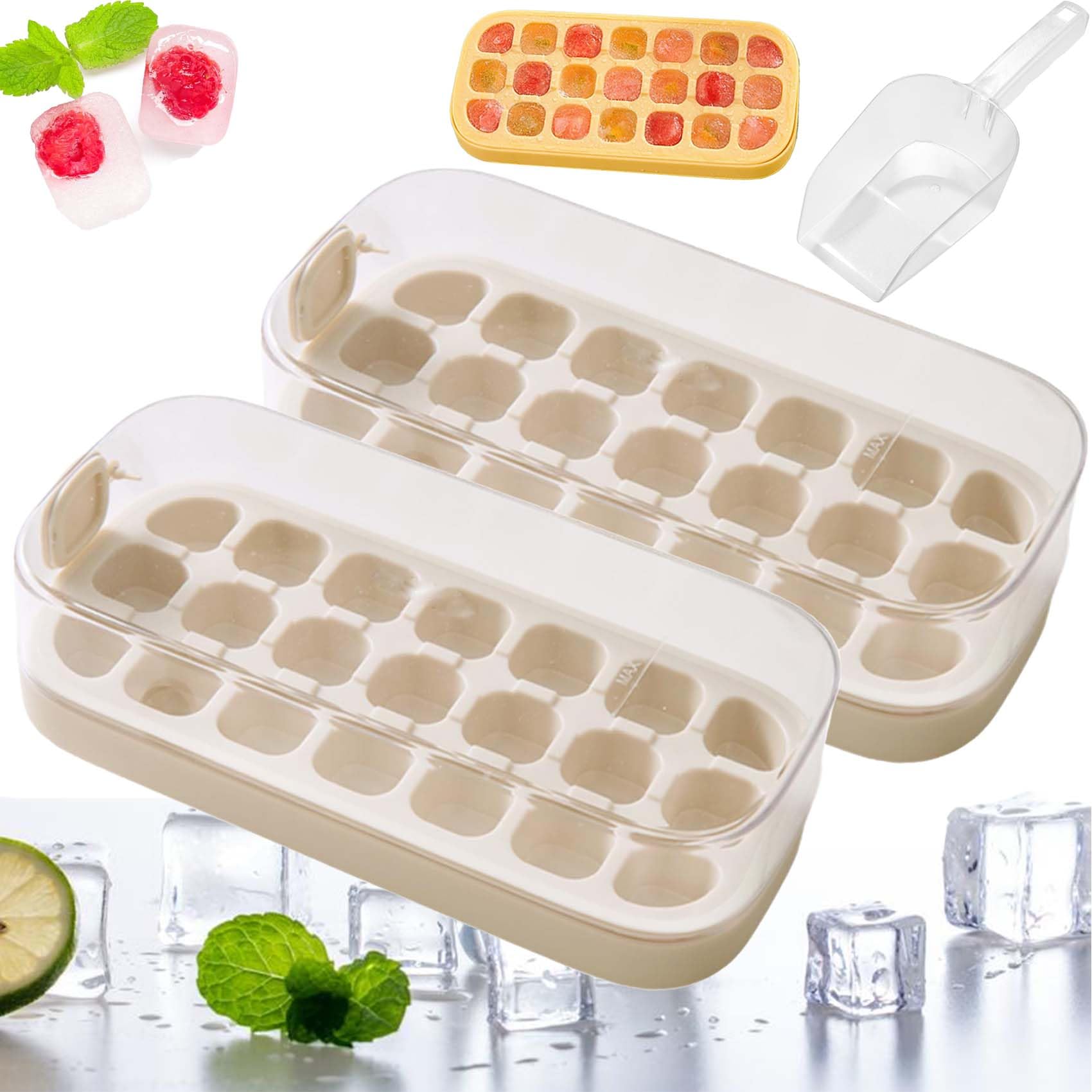Vassoio per cubetti di ghiaccio con coperchio e bidone - Vassoi rotondi per cubetti di ghiaccio per congelatore, stampo per ghiaccio per uso alimentare senza BPA, creatore di palline di ghiaccio