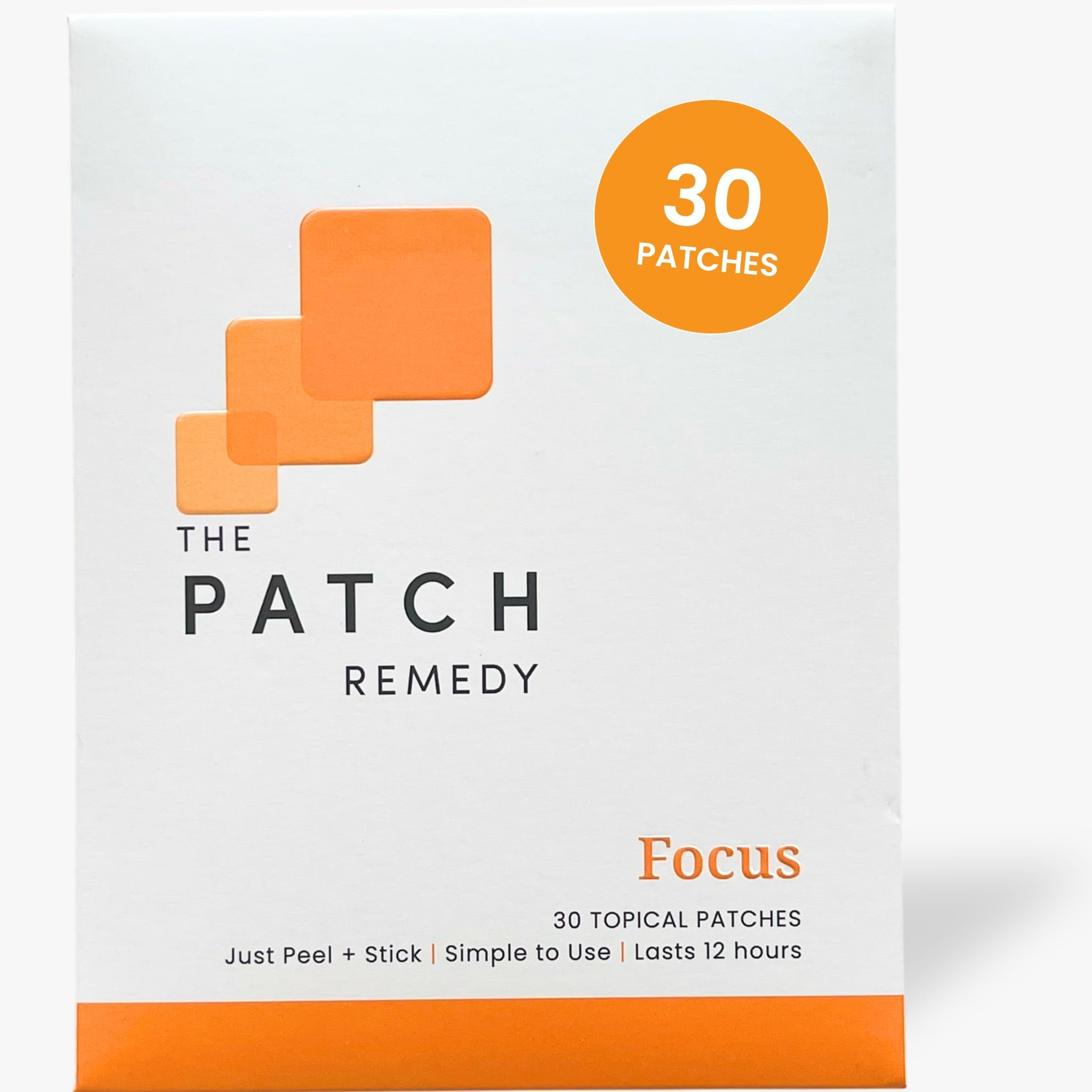 The Patch Remedy Focus Patch | Ginkgo Biloba, Acetyl-L-Carnitine, Bacopa, Magnesium L-Threonate, Green Tea | 30 Patches