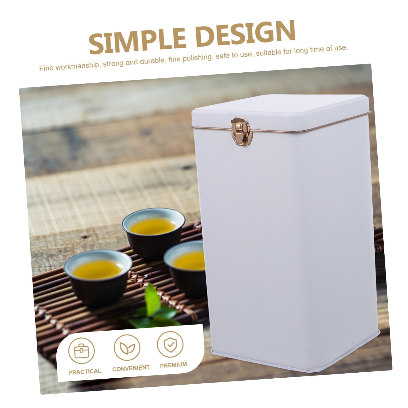 COLLBATH Lata para Guardar Bolsitas de Té Metálica Grande, Color Porcelana, Cierre Seguro Tapa, Tarro de Hojalata para Almacenamiento de Alimentos Secos en Cocina y Hogar