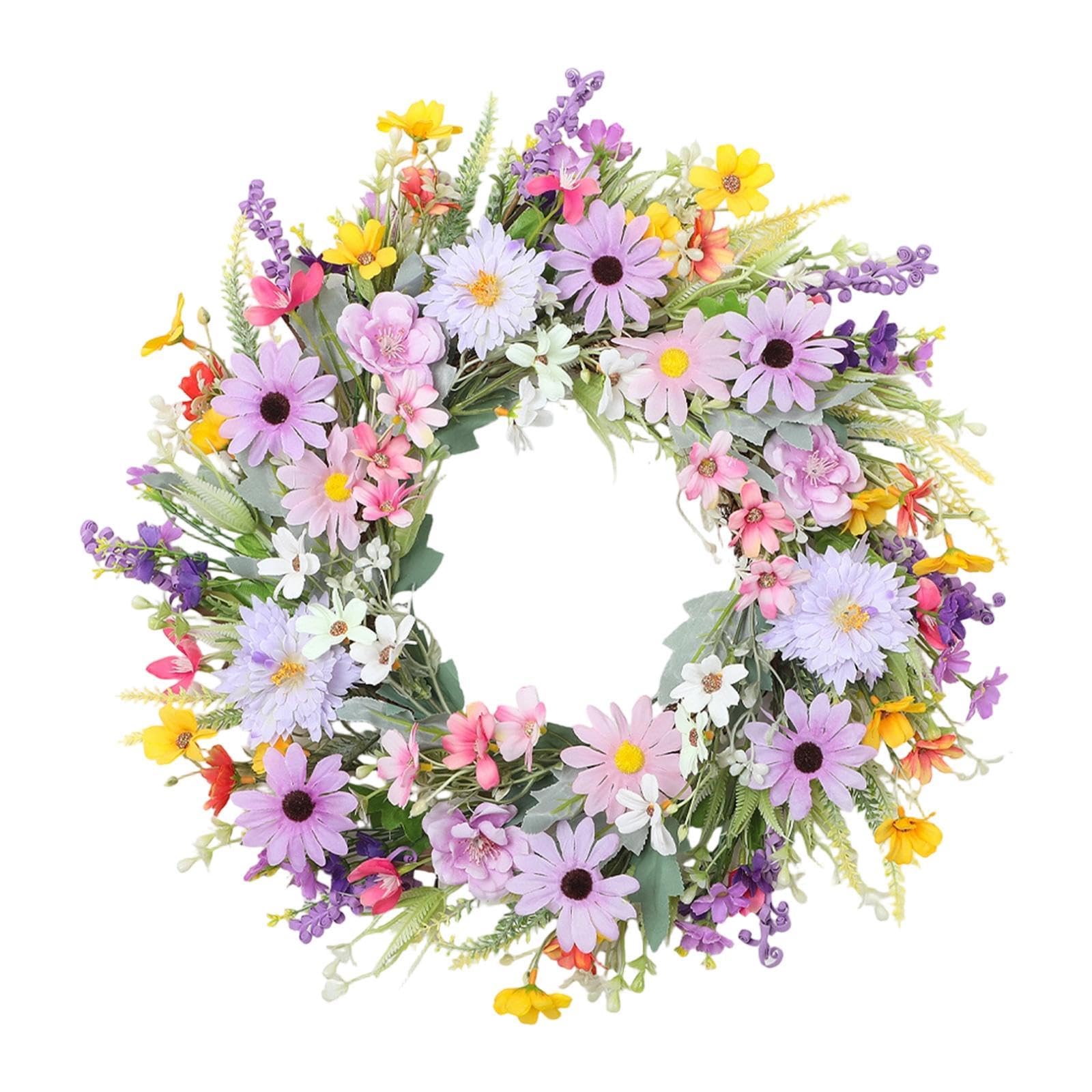 Ghirlanda Artificiale per Porta D'ingresso Da 50 Cm, Ghirlanda Primaverile in Plastica E Tessuto Di Seta, Corona Di Pasqua per Decorare Case, Ristoranti, Feste, Matrimoni, Uffici, Fattorie