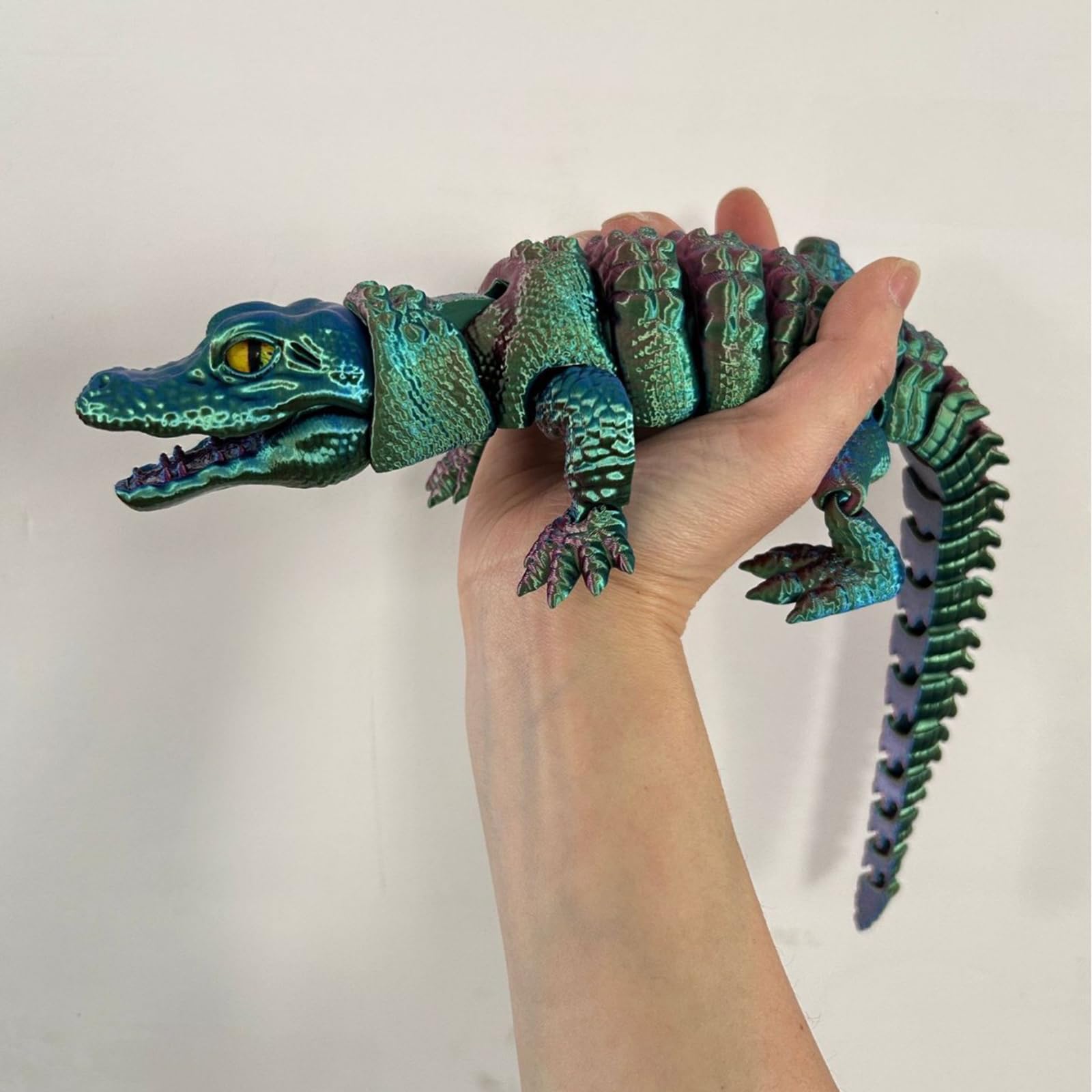 KXWDKJ 3-d Printed Animals 3D Printer Toys Crocodile for Home Office Executive Desk Decoration (30cm/12in,Red Green Blue)