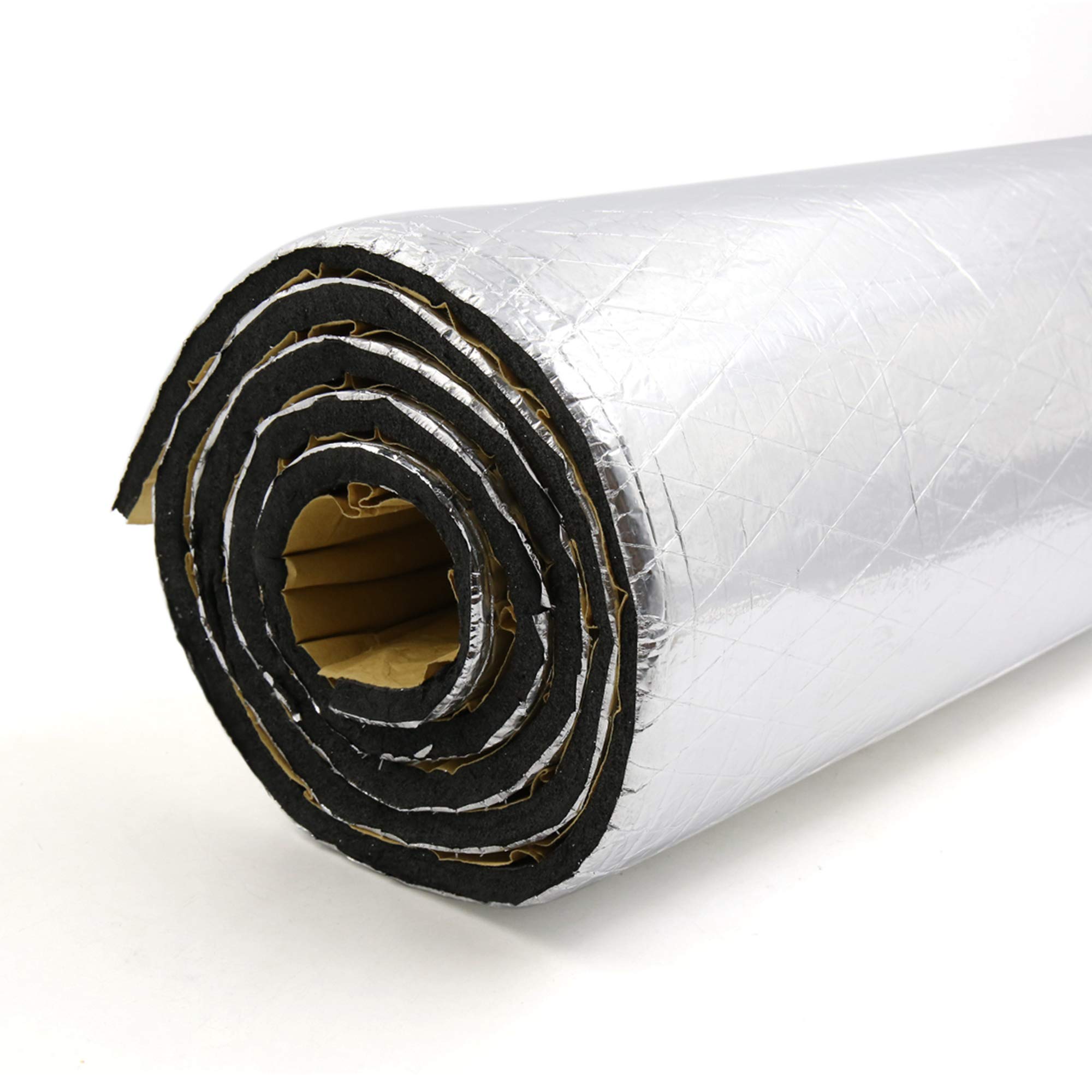 sourcing map 200cm x 50cm Vehículo Insonorizante Forro Aluminio Papel Adhesivo 10mm de Espesor Espuma Aislante de Calor Aislamiento Térmico Acústico Amortiguación de Sonido 1㎡
