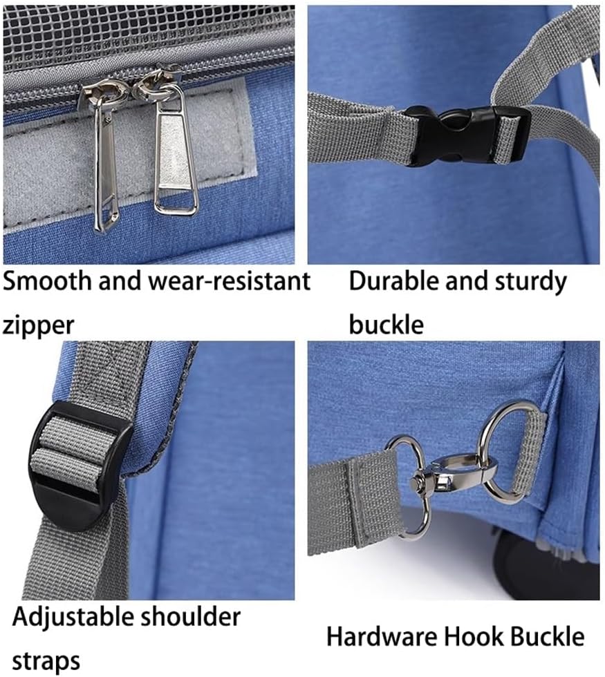 Rolling Cat Carrier with Wheels, Dog Carrier for Small Dogs & Large Cats, Portable and Foldable Pet Carrier on Wheels, Large Capacity, Breathable Mesh, Side Pocket(Gray)