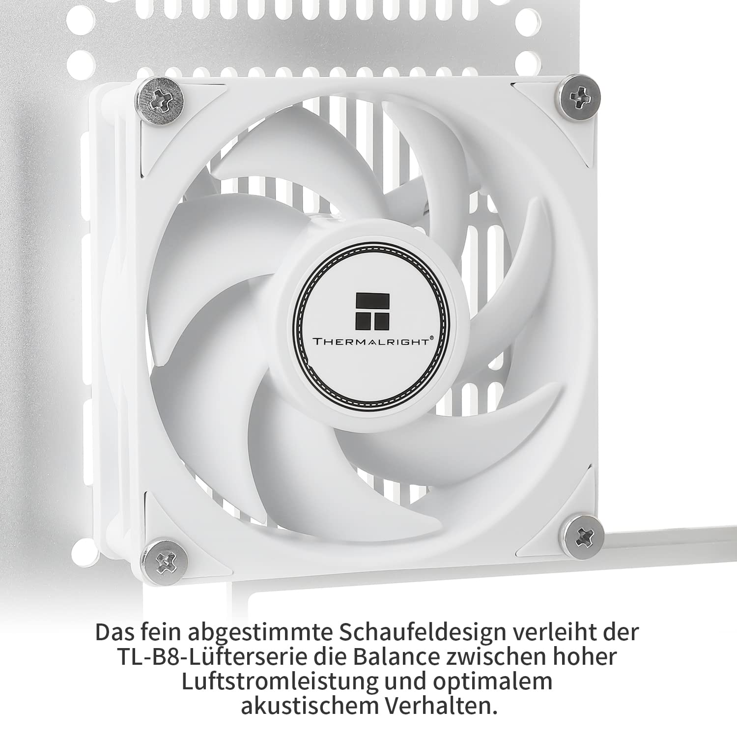 Thermalright TL-B8W CPU wentylator komputerowy, cichy, 4-pinowy PWM, cichy wentylator chłodzący, 80 mm, prędkość 2200 obr./min, 80 x 80 x 25 mm (biały)