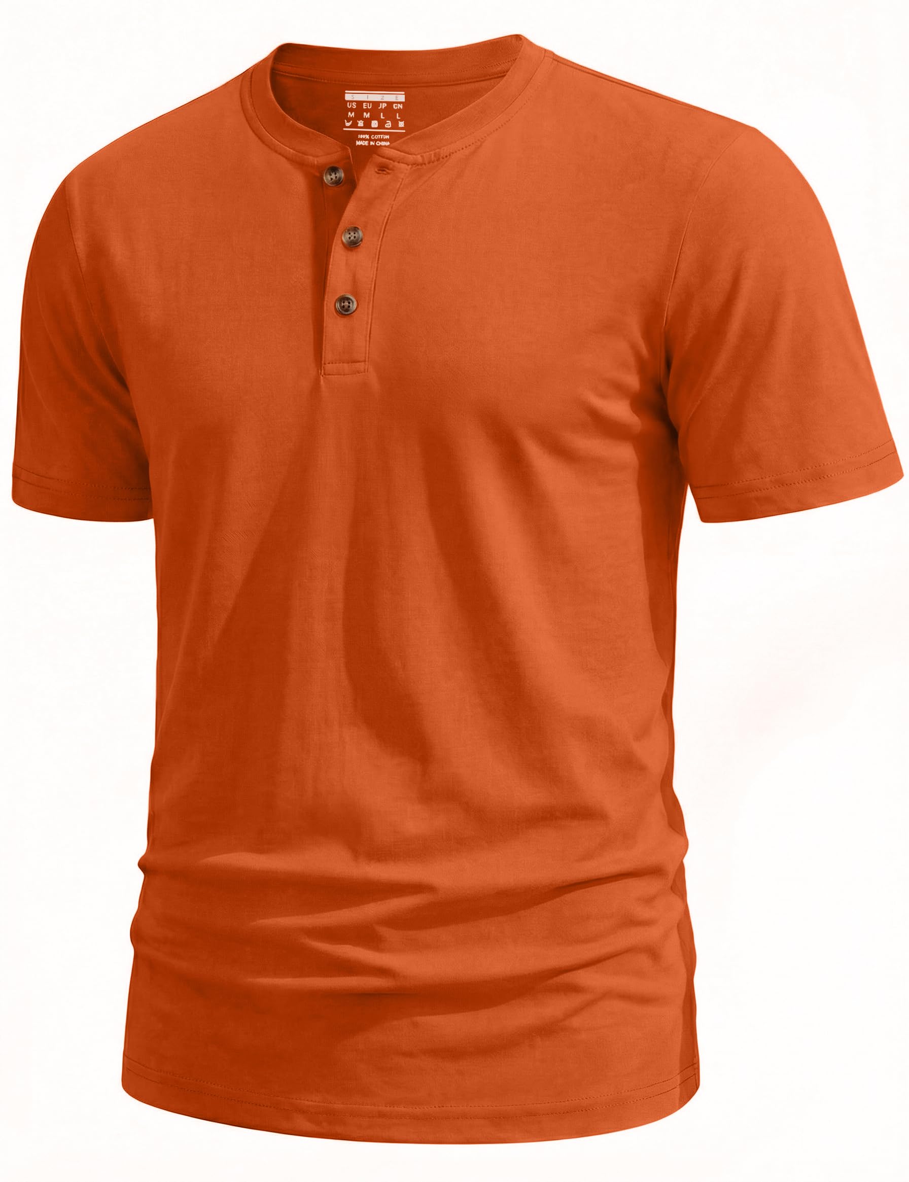 TACVASEN Henley Shirt Herren Kurzarm Sommer Basic Rundhals Tshirt Baumwolle Kurzarm Freizeitshirt Arbeits Tshirt