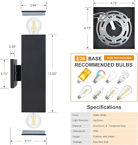 Miniatura 10 de Luces de pared exteriores con sensor de anochecer a amanecer, aplique de pared clásico de aluminio para exteriores, antioxidante, impermeable,