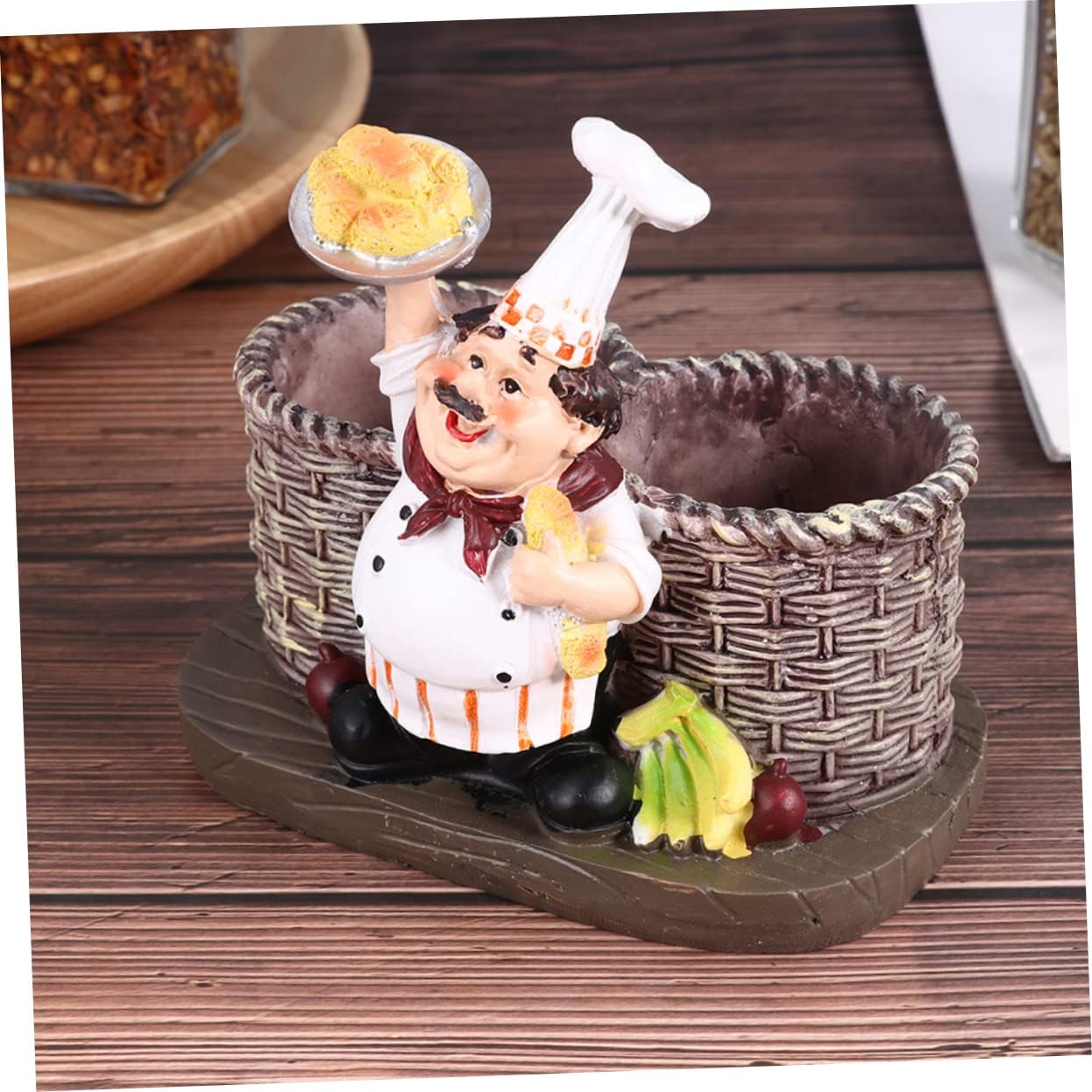 Zerodeko 2sets Seasoning Shaker Decoration Cute Kitchen Decor for Multi-functional Chef Figurines Holders Spice Storage