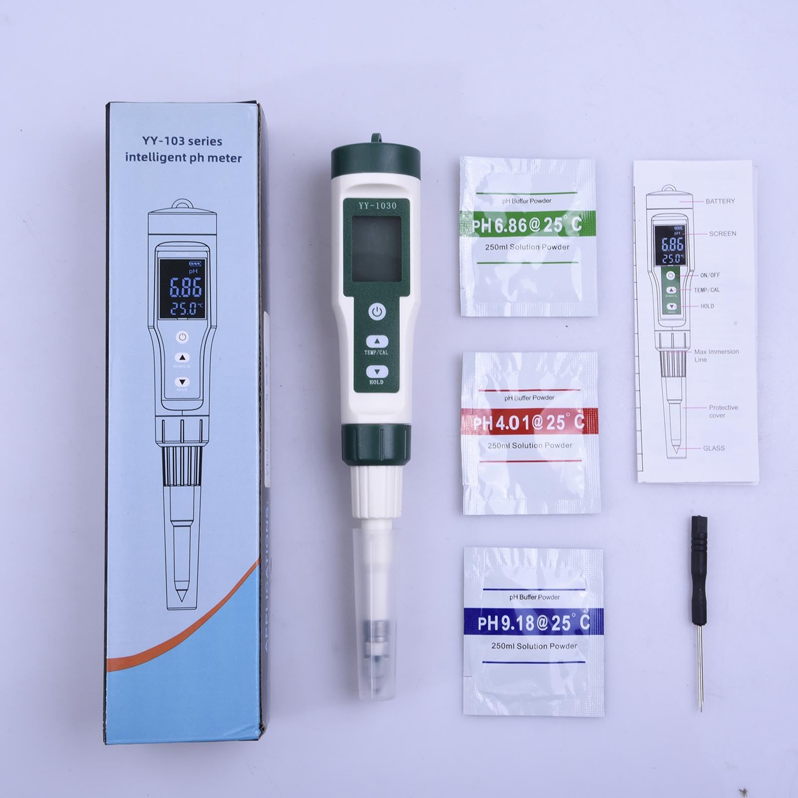 Medidor de pH para Alimentos - Medidor de Humedad del Suelo | Medidor de | pH para Alimentos | Probador Digital de pH del Suelo con Doble sonda | Medidor Digital de pH para Alimentos | Probador de pH