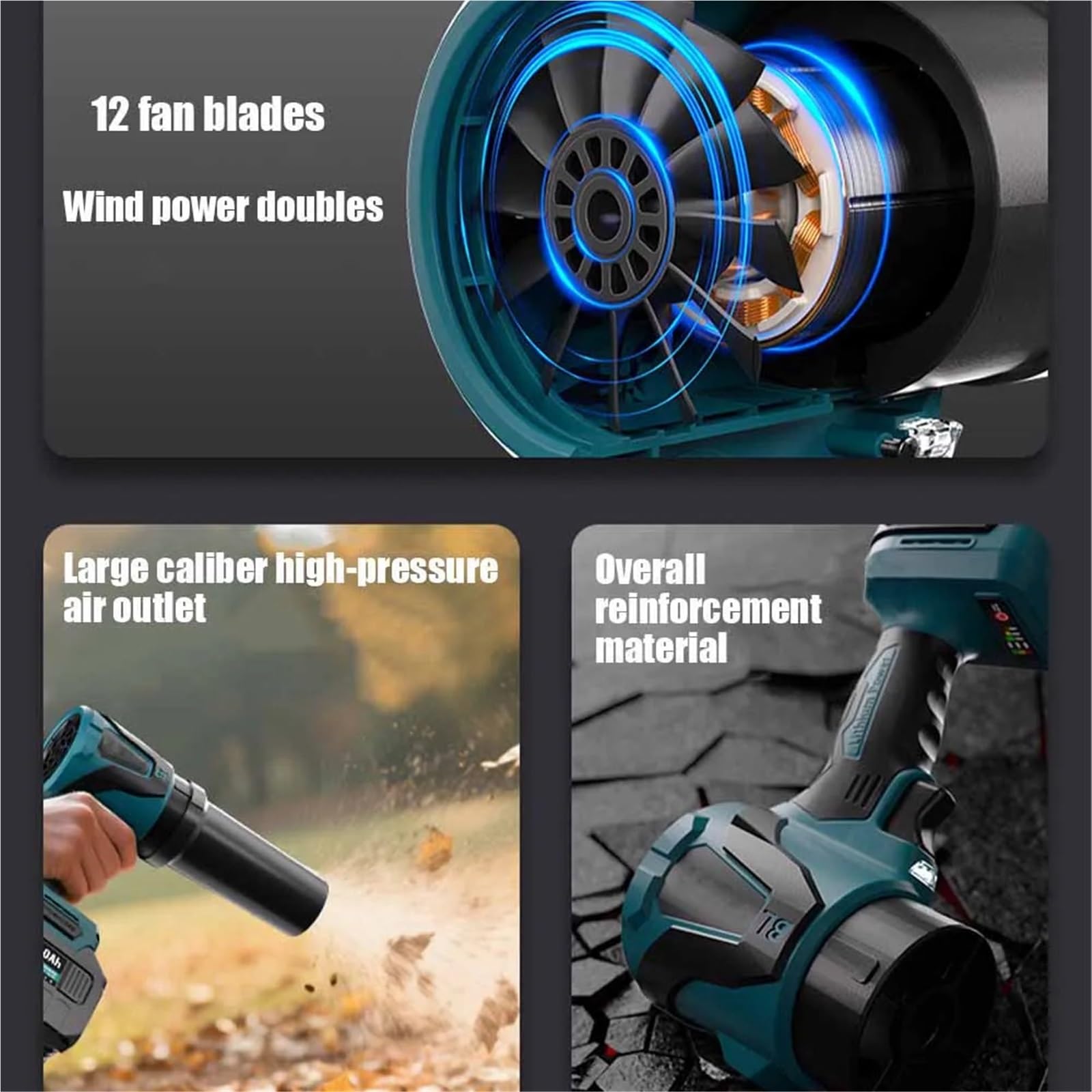 Bezprzewodowa dmuchawa do liści Turbo Fan For 20V Battery Powerful Air Blower Jet Max 1000G Thrust Leaf Duster Handheld Power Tools For