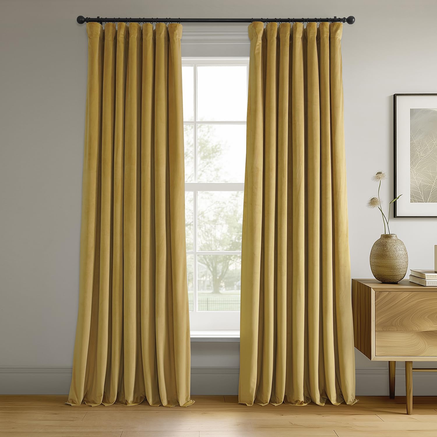 Rideau velours occultant haut de gamme 127x243 or de créateur