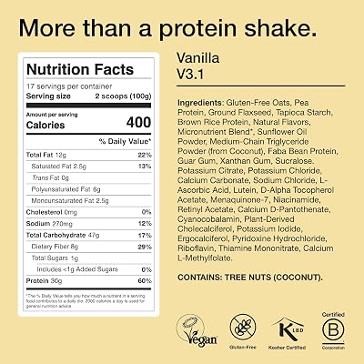 Huel Starter Kit - Includes 2 Pouches of Nutritionally Complete 100% Vegan Powdered Meal, Scoop, Shaker and Booklet (7.7lbs of Powder - 28 Meals) (Vanilla)