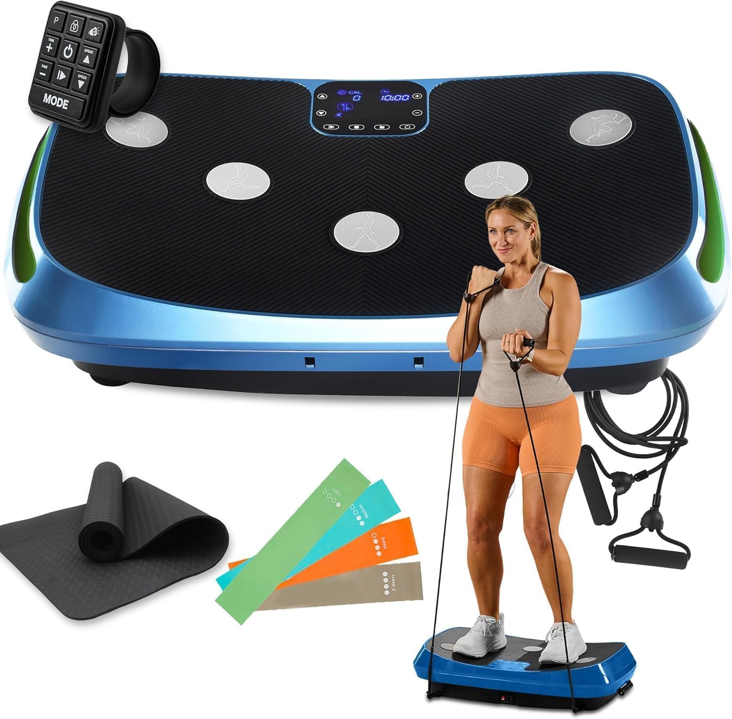 LifePro Rumblex 4D Vibration Plate Exercise Machine - Triple Motor Oscillation, Linear, Pulsation + 3D/4D Vibration Platform | Whole Body Vibration Machine for Home, Weight Loss & Shaping. (Blue)