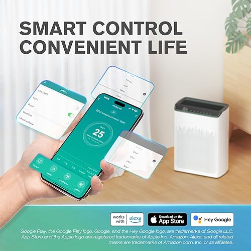 Vista 6 de Purificador de aire para el hogar habitación grande de hasta 1690 pies cuadrados, filtro HEPA con monitor PM 2.5, compatible con WiFi y Alexa, doble