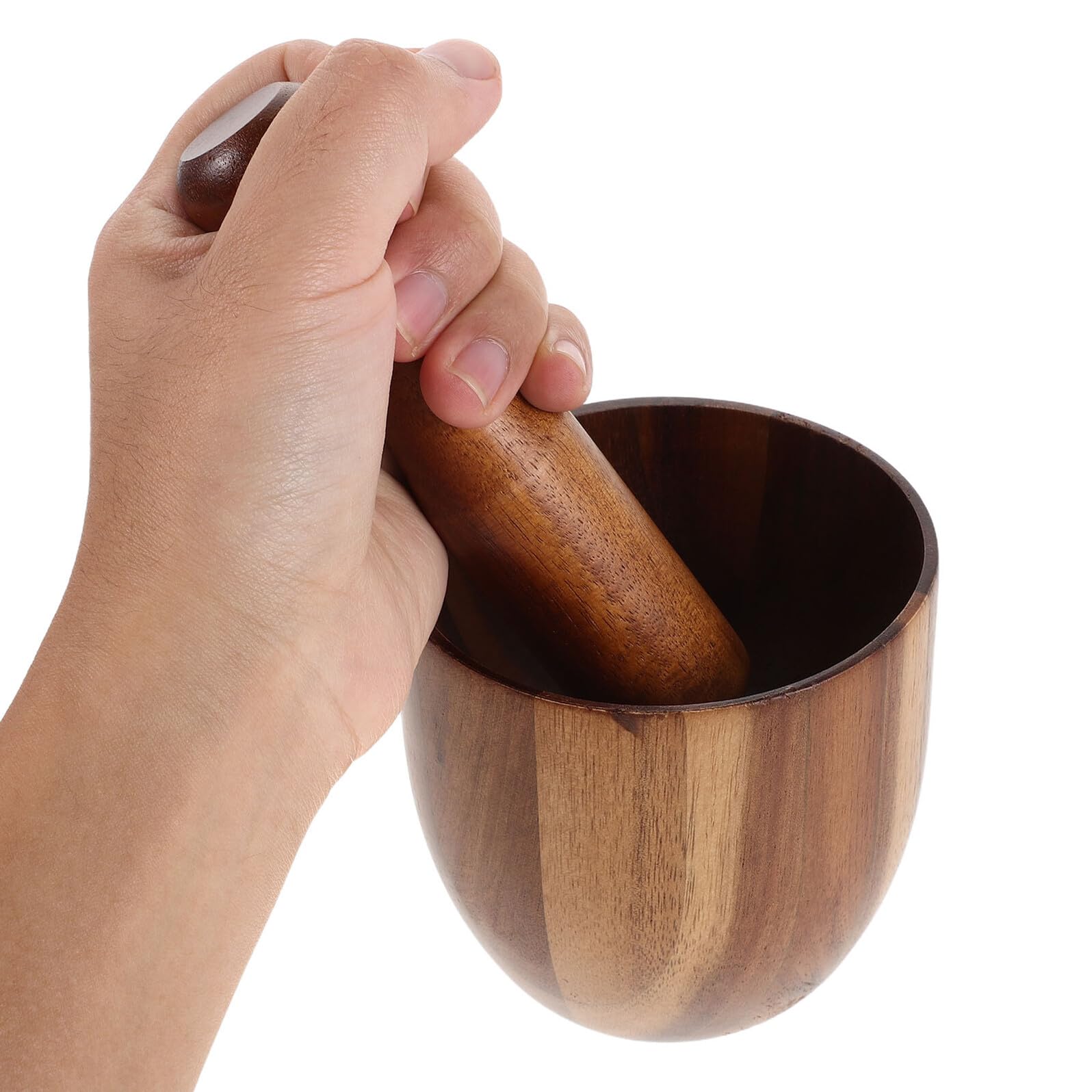 Alipis Tarro de Madera para Moler de Mortero y Mano para Especias Machacador de Madera Mortero y Mano para Moler Ajo