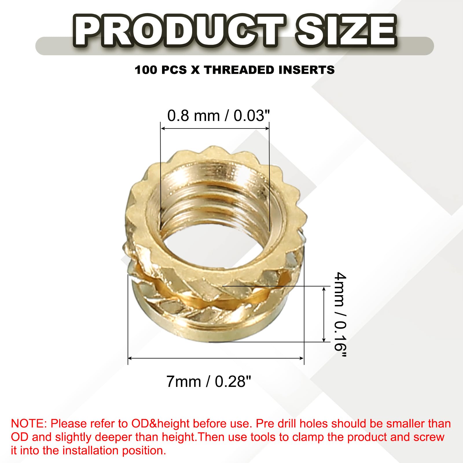 PATIKIL M5 Threaded Inserts M5x4x7mm - Image 2