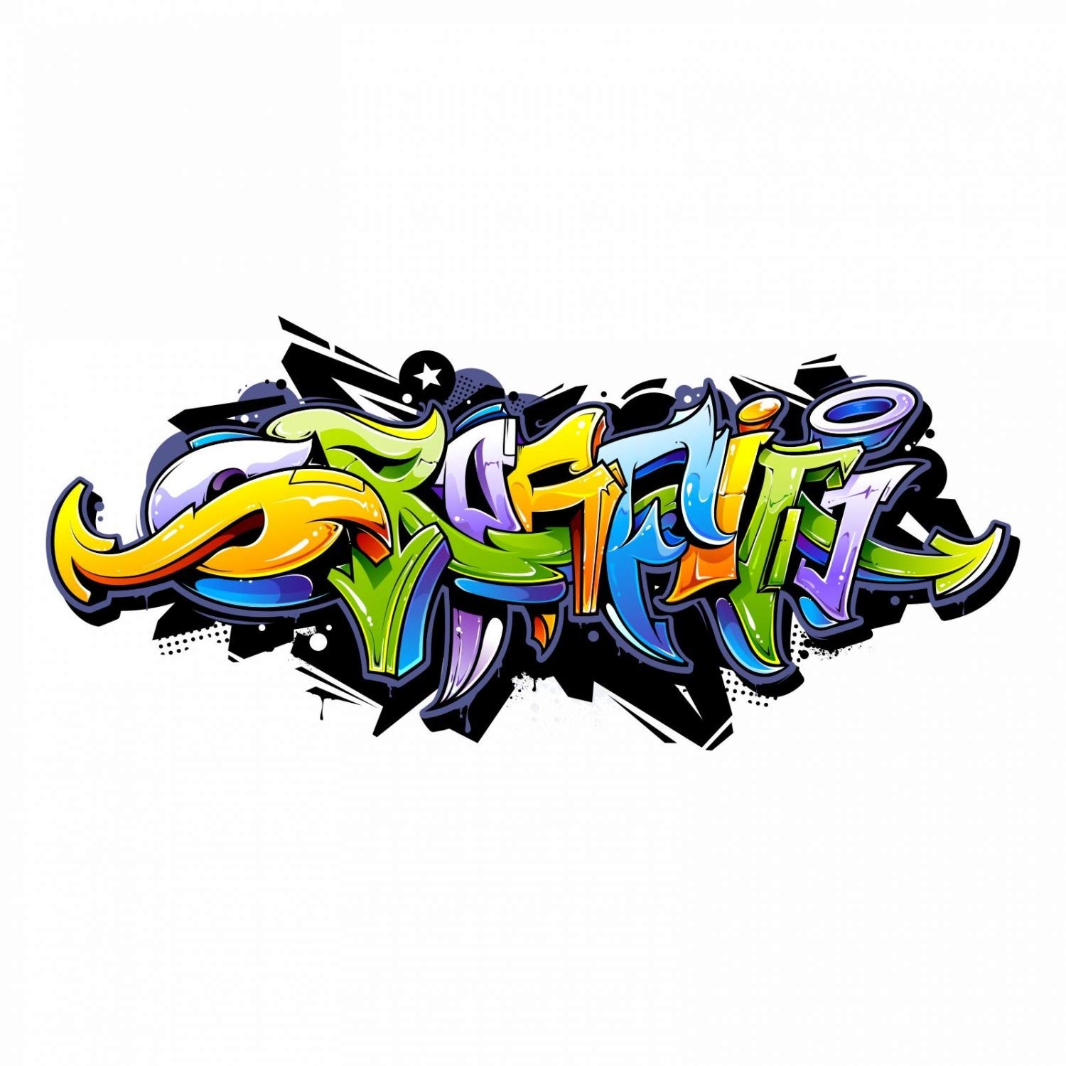 Nikima - Adesivo da parete per bambini, 158, motivo graffiti colorati, in 6 misure, decorazione da parete per la cameretta dei bambini, dimensioni 1500 x 670 mm