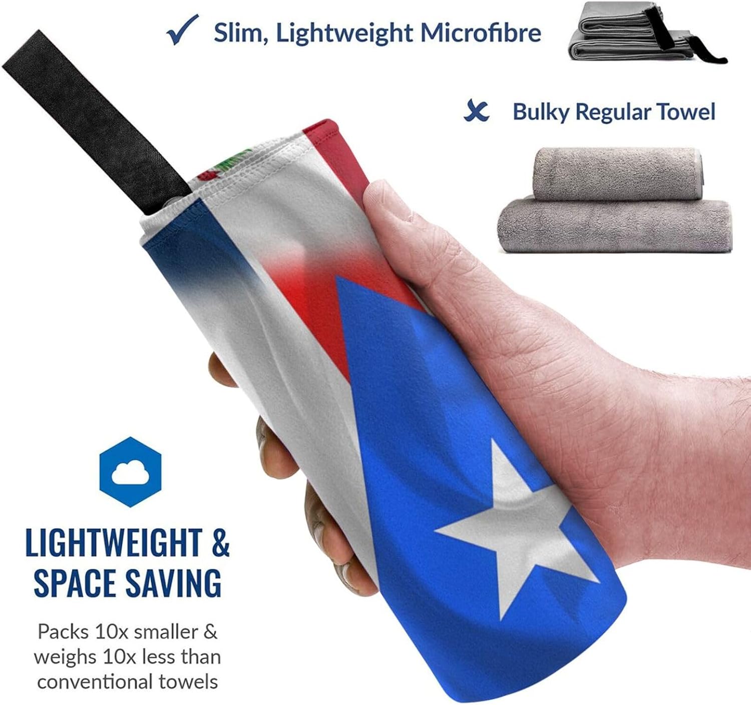 Puerto Rico Porto Rico Puerto Rican and Dominican Republic Flag Wavy Oversized Terry Beach Towel 31.5"x63" Quick Dry Soft Extra Large Swimming Camping Bath Towels Clearance Big Travel Blanket