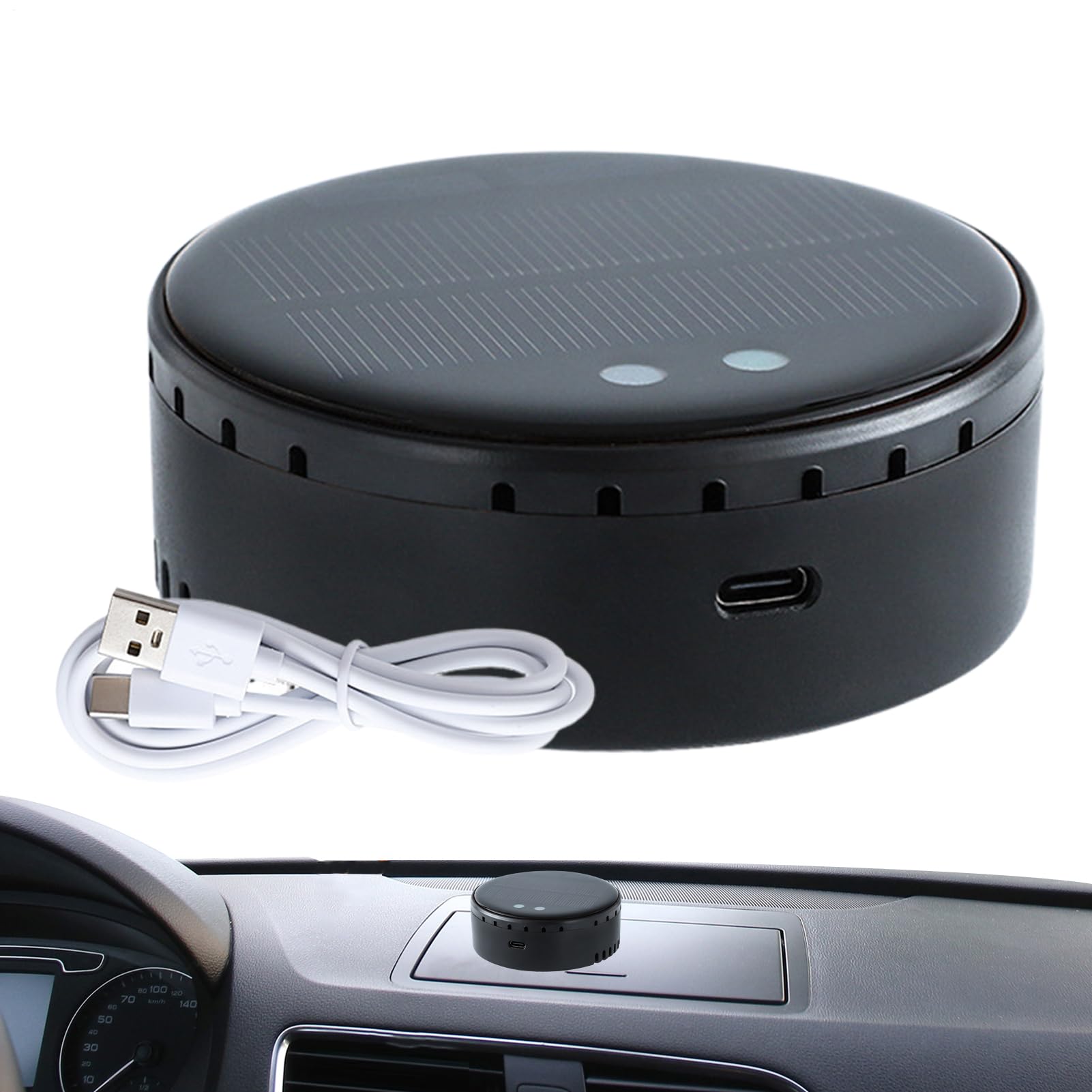 Car Air Purifier Odor Eliminator, Solar Portable HEPA Air Freshener, kompaktowy design, kabel USB, do pojazdów, sypialni, toalety, małego domu deodorizing 3,43 x 3,66 x 1,42 cala