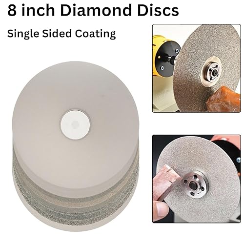 Miniatura 2 de Disco de diamante de 8 pulgadas Grit 600 de alta densidad recubierto plano lapidario rueda lapidaria herramienta de pulido de joyería de vidrio