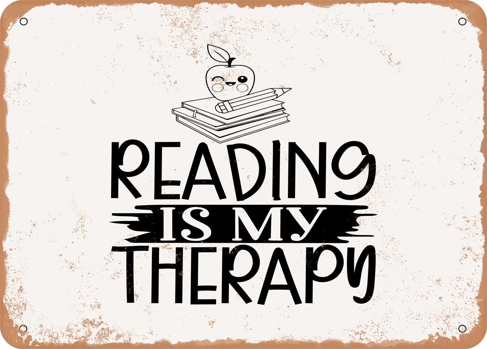 Miaomansenstore Metal Sign - Reading Is My Therapy - Vintage Look Sign Home Decor