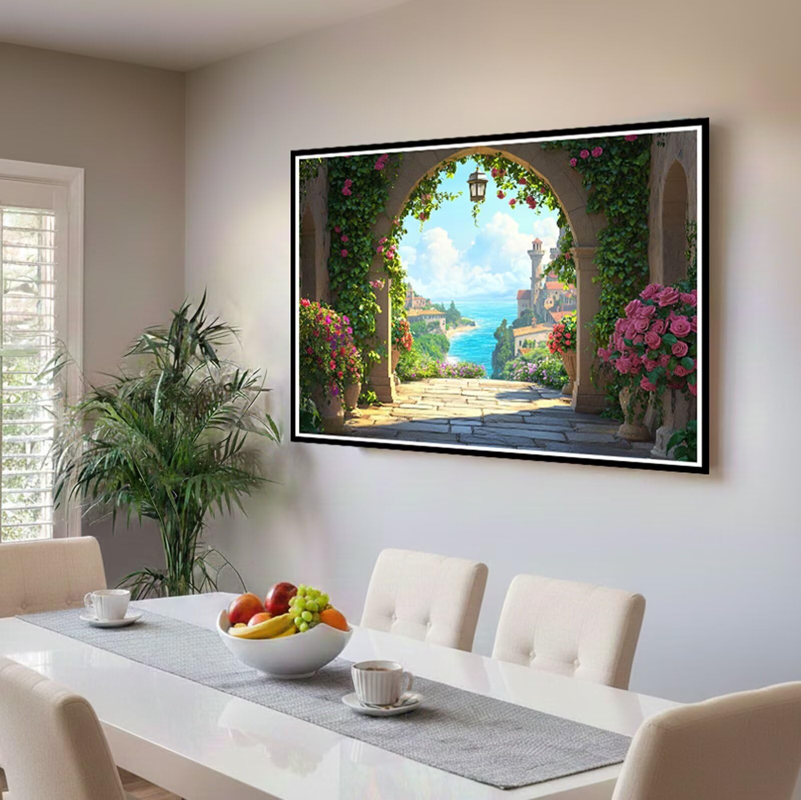 Dipingere con i Numeri Adulti Italia Dipingere con i Numeri Arco Paint by Numbers Hobby Creativi Adulti Fai Da Te Tela di Pittura a Olio Kit, Decorazioni Donna Regalo 60x80cm Senza Cornice Y3-303