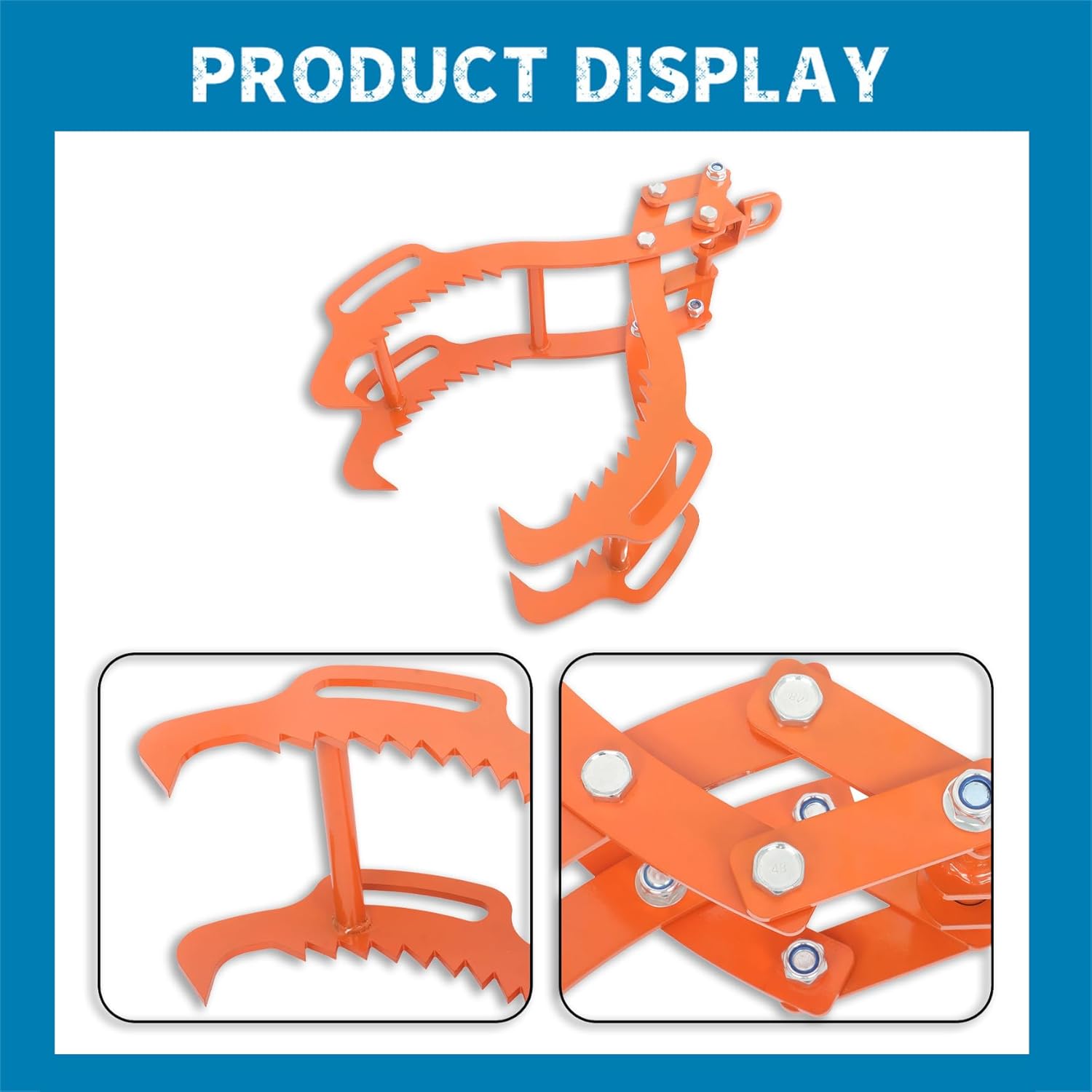 Silscvtt 28 inch Steel Log Grapple Hook with 4 Claws Capacity Logging Tongs Orange