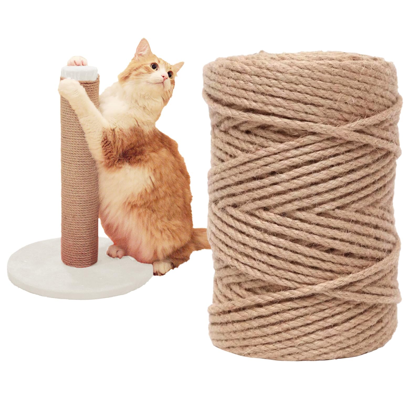Cuerda de repuesto para rascador de gatos, cuerda de reparación de torre de gato, cuerda de repuesto para árbol de gato, cuerda de yute sin olor de 1/4 pulgadas, cuerda de cáñamo natural 5