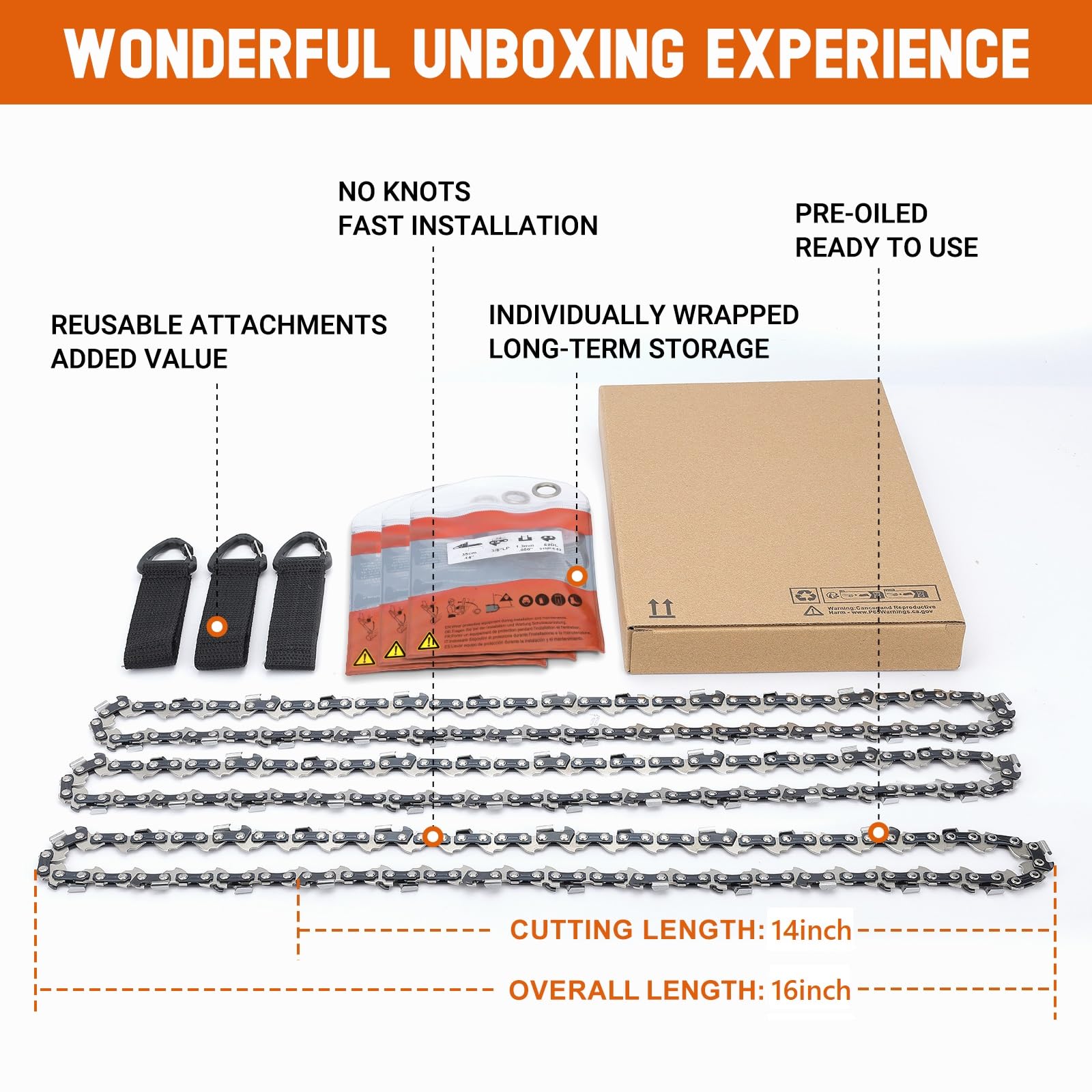 Savior 3-Pack Chainsaw Chain for 14 Inch Bar, 50 Links 3/8" LP .043" Gauge, Low-Kickback Chains for Stihl MS170 MS171 MSE170C MS192T - Image 4