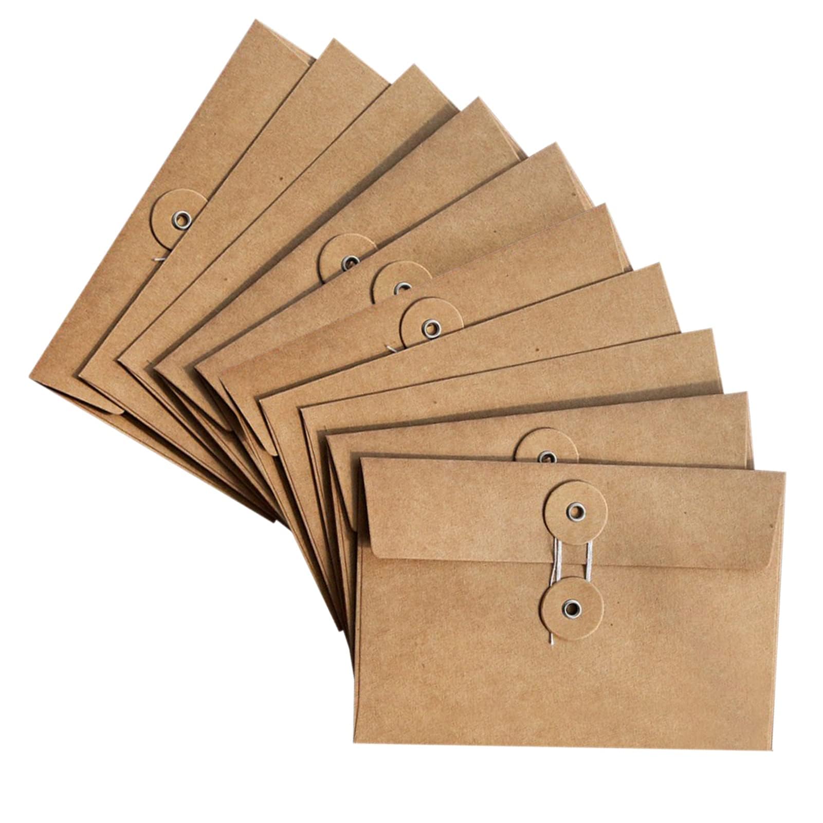 Store2508 10Pcs Kraft Paper Envelope with String Closure | 170 x 115 mm Secure Button and String Tie Pocket | Brown Rustic Gift Card Holder for Photos Letters Cash Documents-image-41