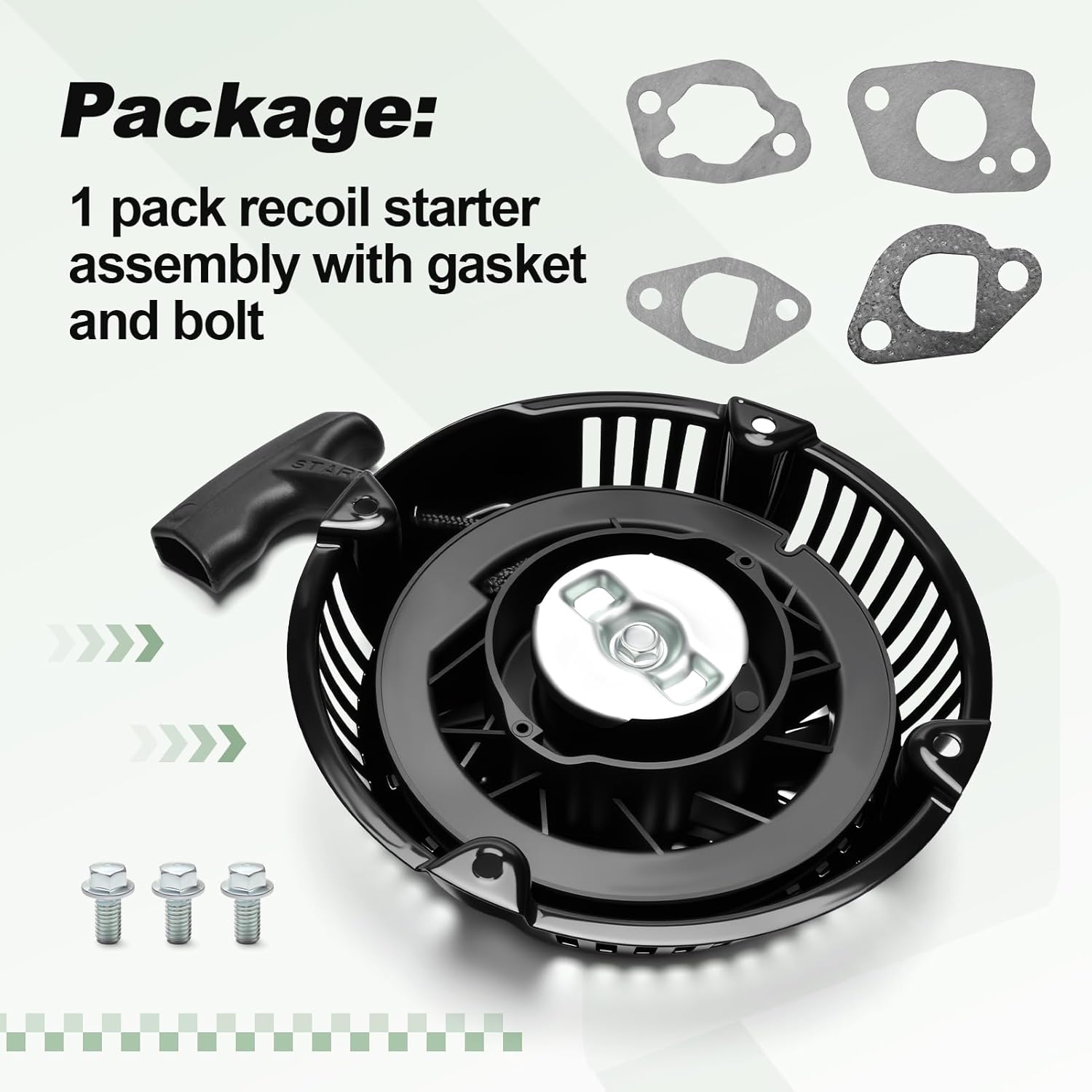 Recoil Starter Assembly with Gasket and Bolt Compatible with Black Max Ryobi Echo Hart Ducar ToolTuff 212cc Engine 2500 2900 3100 3300 3200 3600 PSI Pressure Washer Replace BM803300H