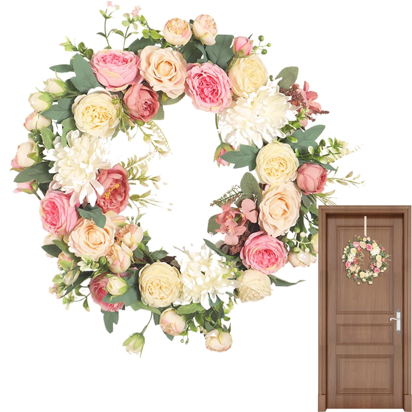 Couronne de porte Saint-Valentin 30 cm, guirlande fleurie pour embellir l'entrée de maison