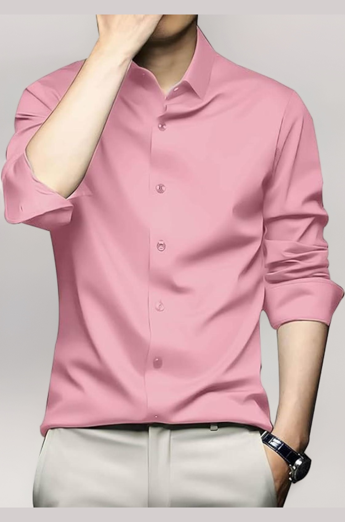 DEELMO Men's Stylish Solid Satin Casual Shirt for Men Full Sleeves| Poly Satin Silk Shirt